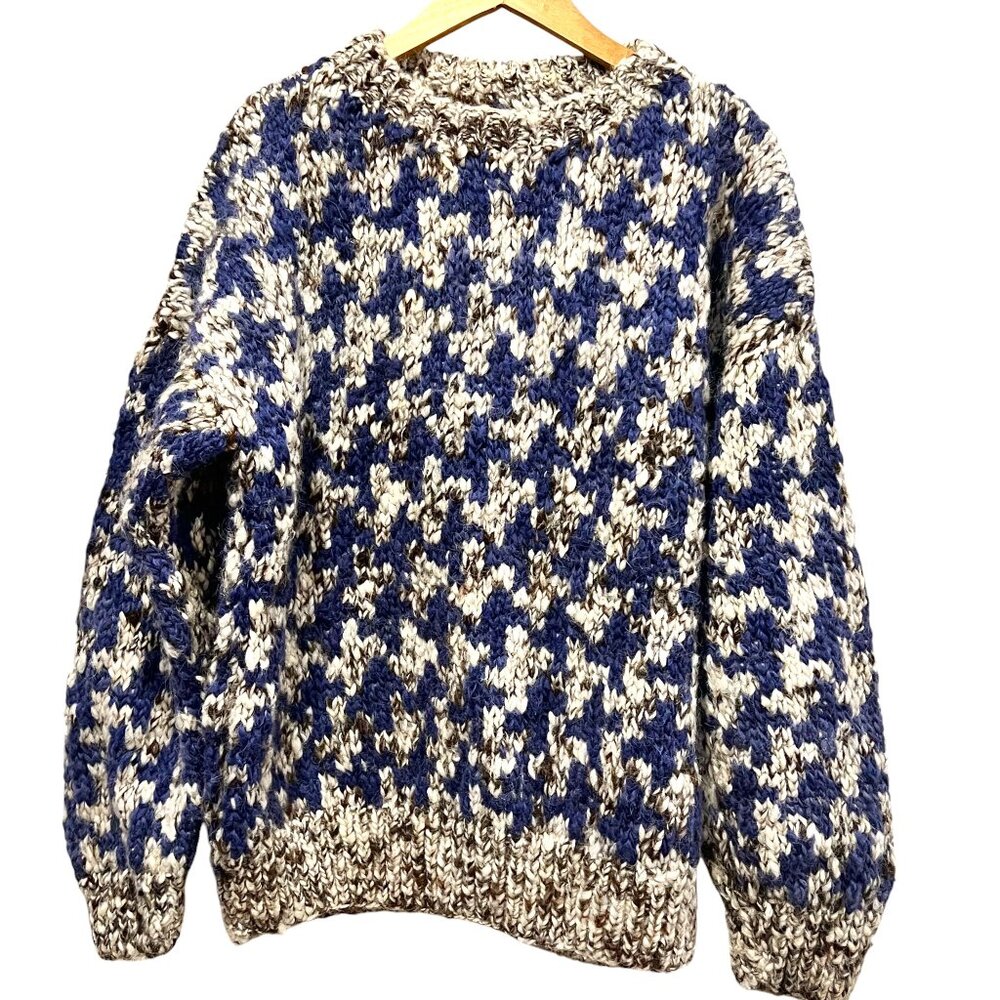 Chunky Hand Knit Herringbone Patterned Sweater, 1… - image 8